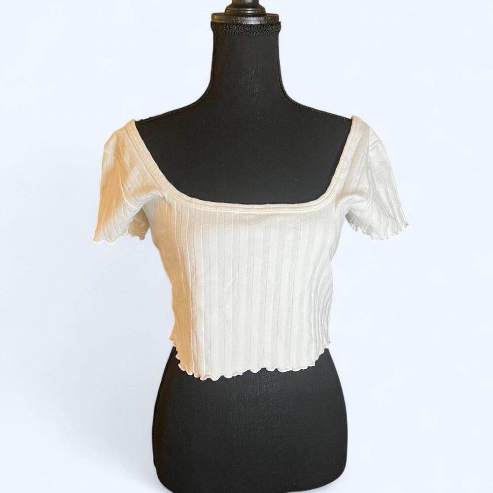 Aerie offline ribbed off the shoulder cropped top Size Large
